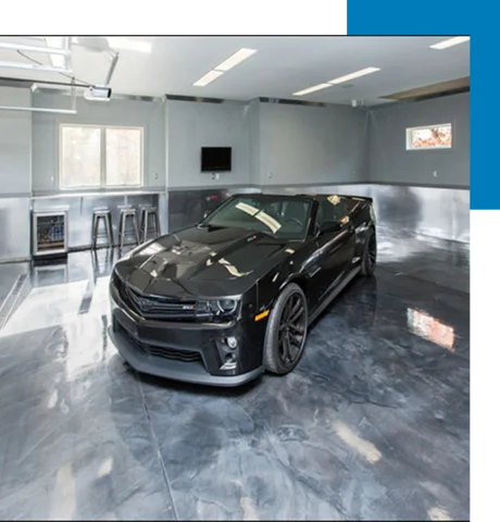 metallic silver gray marbled epoxy garage floor