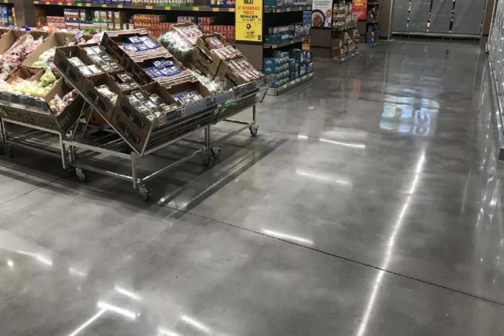 Metallic epoxy floor installed in a retail shop